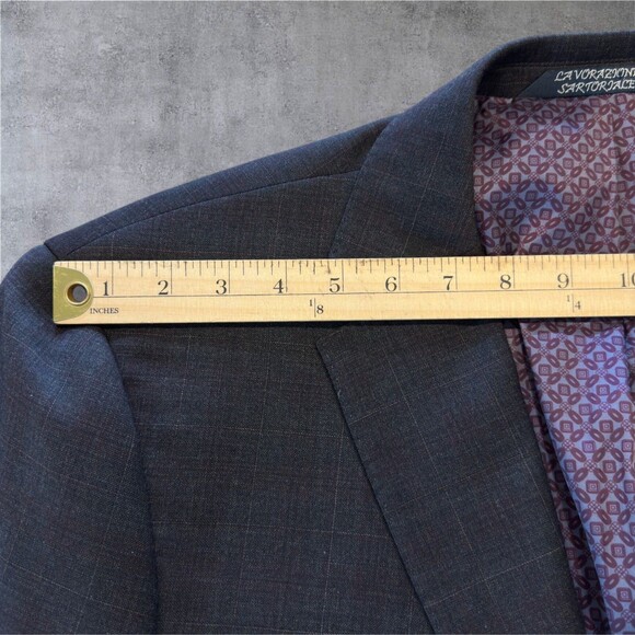 ZANETTI Mens 2 Piece Suit Blazer Jacket 48L Pant 40Wx30L WOOL Gray Windowpane - Picture 8 of 16